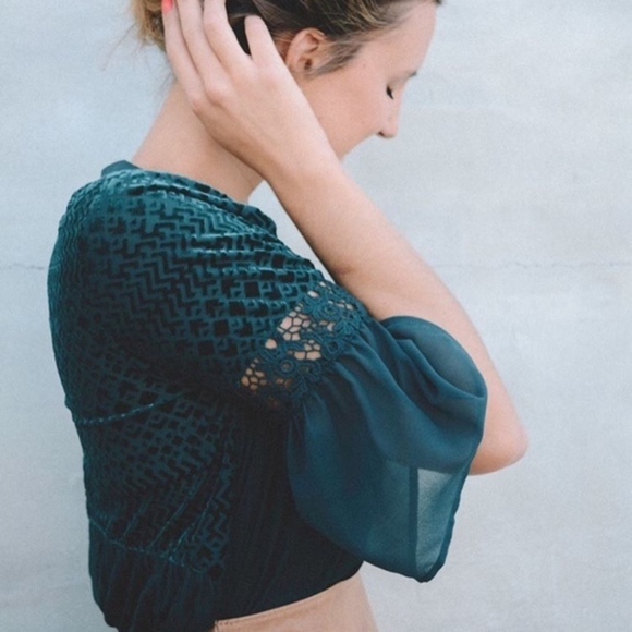 Meadow Rue Surya Green Velvet Burnout Top … - Picture 1 of 6